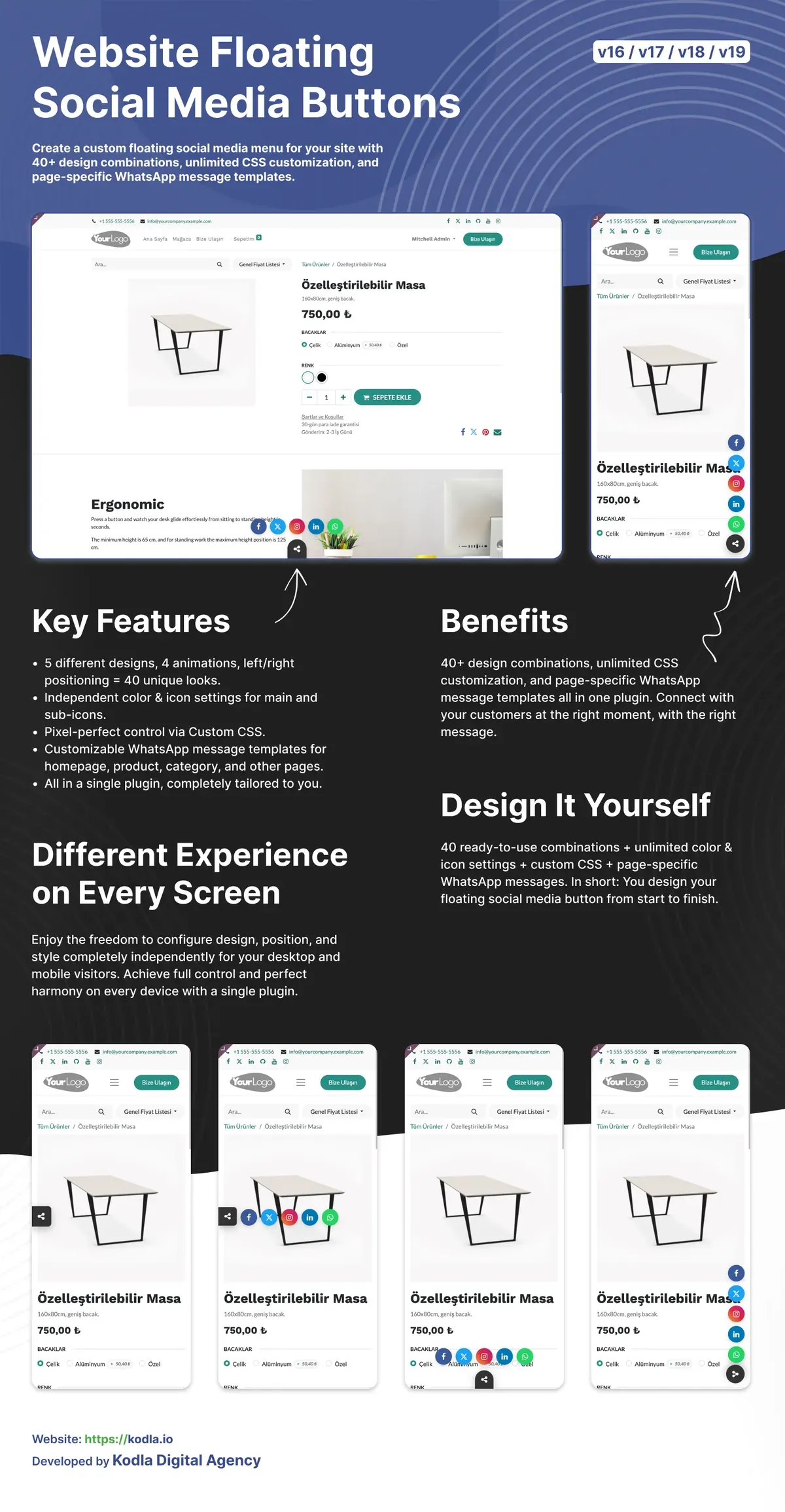 Website Floating Social Media Buttons